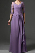 Elegant Sheath Column Floor Length Chiffon Mother Dress Mother of the Bride Dress