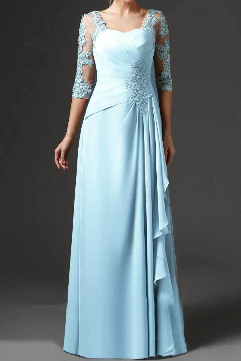 Elegant Sheath Column Floor Length Chiffon Mother Dress Mother of the Bride Dress