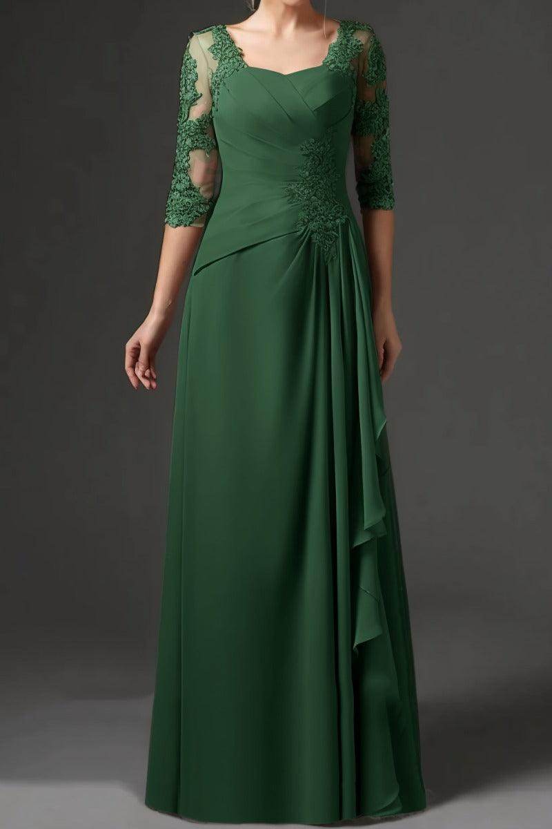 Elegant Sheath Column Floor Length Chiffon Mother Dress Mother of the Bride Dress