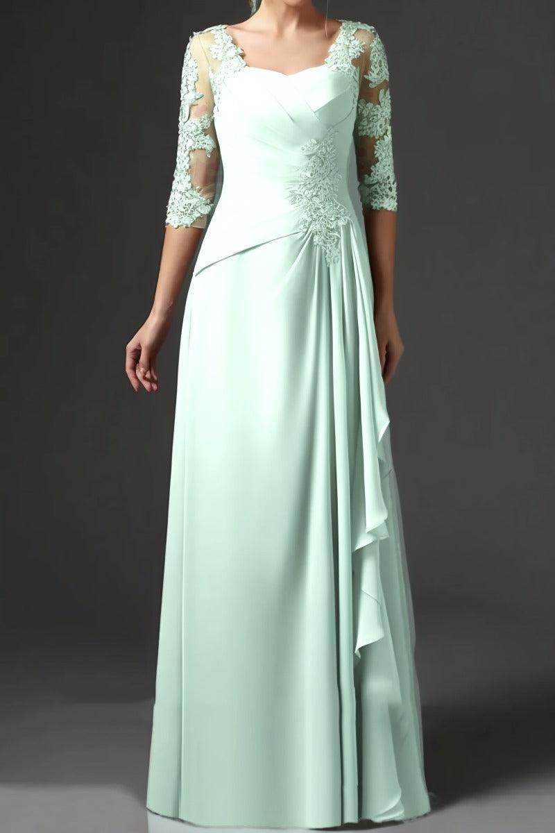 Elegant Sheath Column Floor Length Chiffon Mother Dress Mother of the Bride Dress