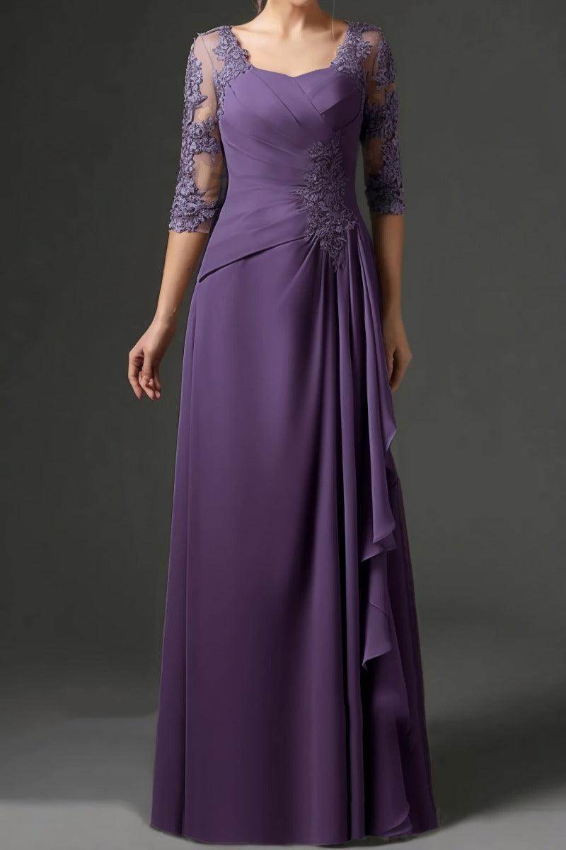 Elegant Sheath Column Floor Length Chiffon Mother Dress Mother of the Bride Dress