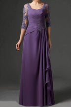 Elegant Sheath Column Floor Length Chiffon Mother Dress Mother of the Bride Dress