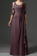 Elegant Sheath Column Floor Length Chiffon Mother Dress Mother of the Bride Dress