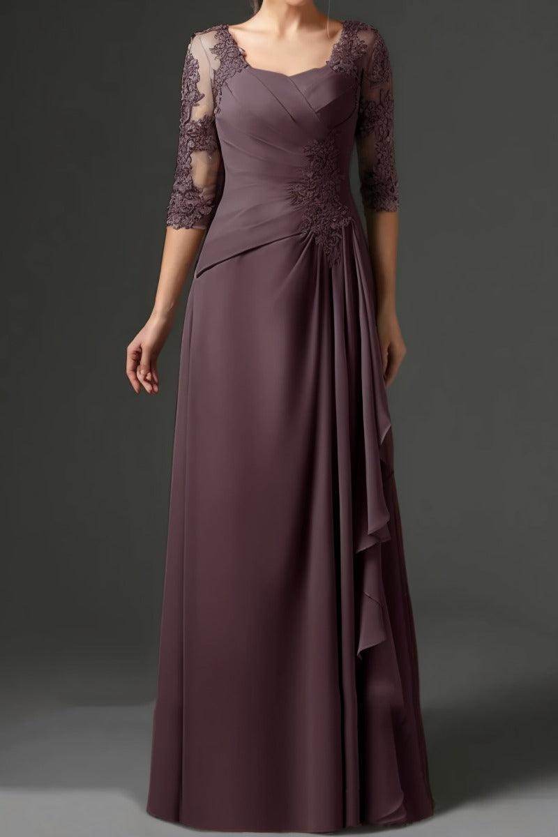 Elegant Sheath Column Floor Length Chiffon Mother Dress Mother of the Bride Dress