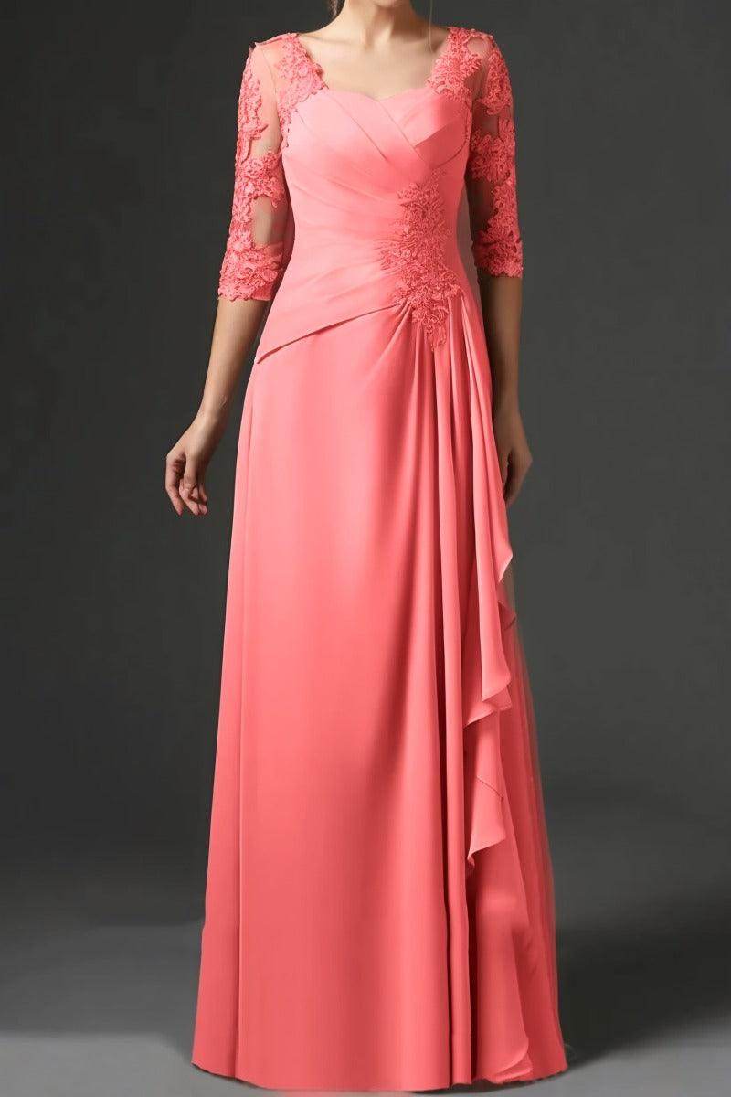 Elegant Sheath Column Floor Length Chiffon Mother Dress Mother of the Bride Dress