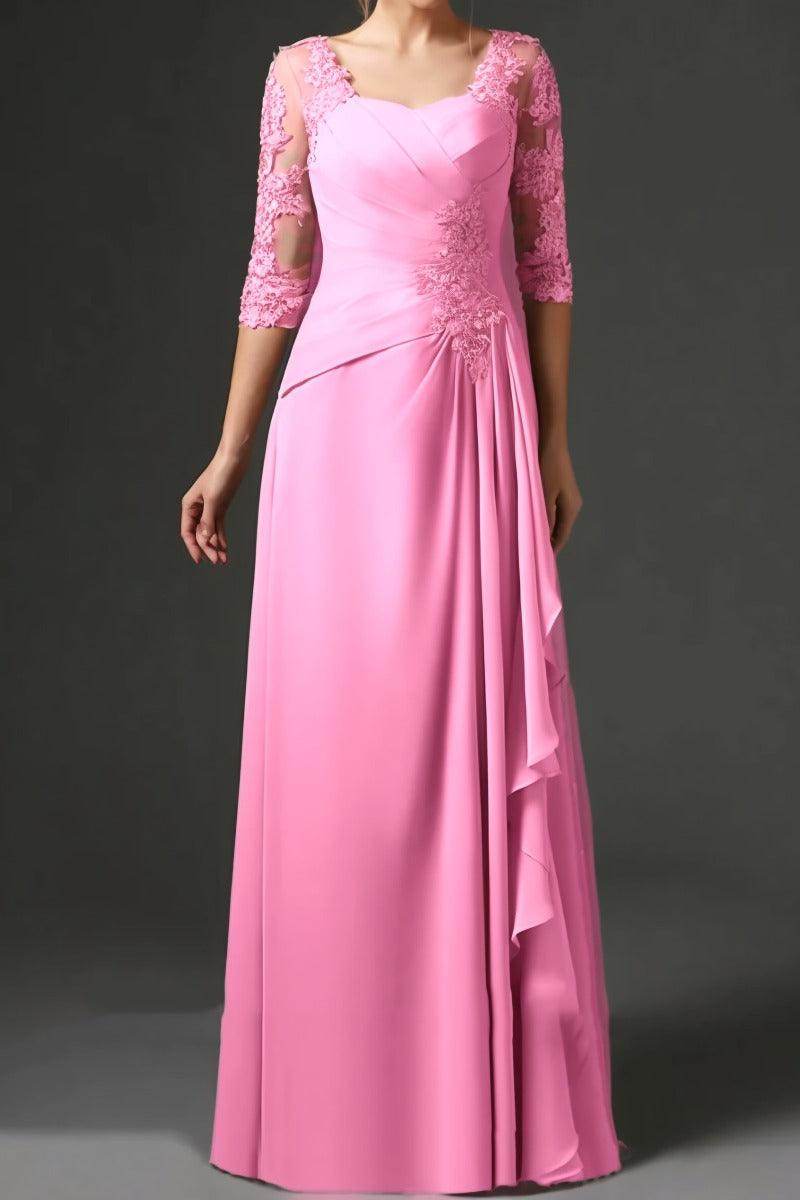 Elegant Sheath Column Floor Length Chiffon Mother Dress Mother of the Bride Dress