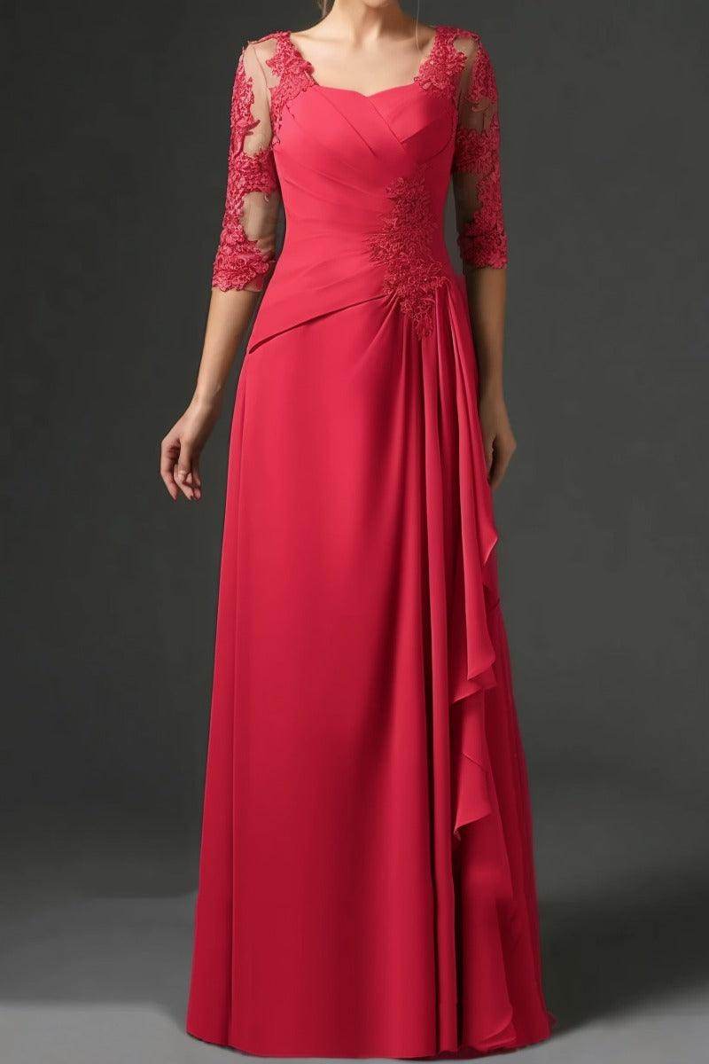 Elegant Sheath Column Floor Length Chiffon Mother Dress Mother of the Bride Dress