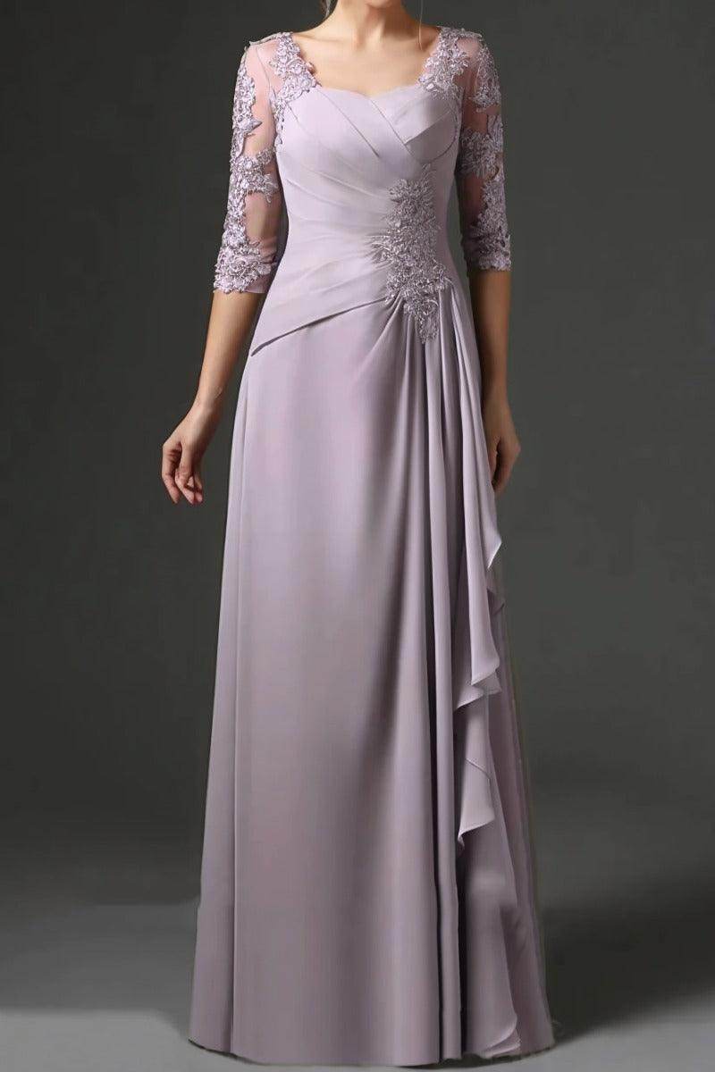 Elegant Sheath Column Floor Length Chiffon Mother Dress Mother of the Bride Dress