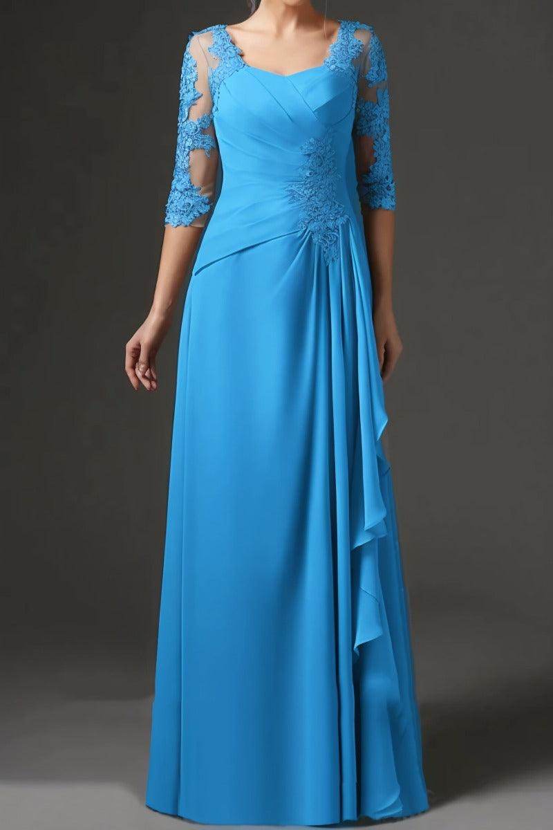 Elegant Sheath Column Floor Length Chiffon Mother Dress Mother of the Bride Dress