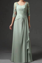 Elegant Sheath Column Floor Length Chiffon Mother Dress Mother of the Bride Dress