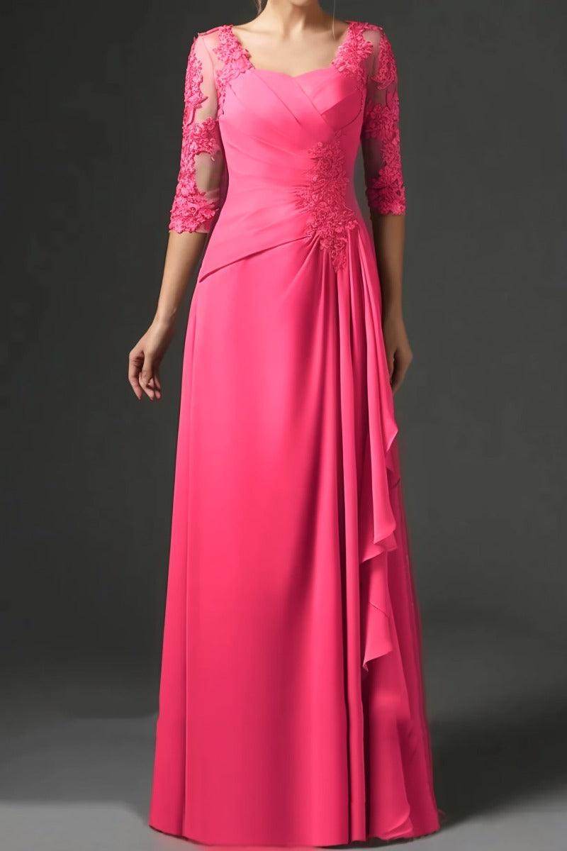 Elegant Sheath Column Floor Length Chiffon Mother Dress Mother of the Bride Dress