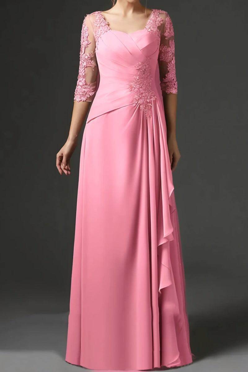 Elegant Sheath Column Floor Length Chiffon Mother Dress Mother of the Bride Dress