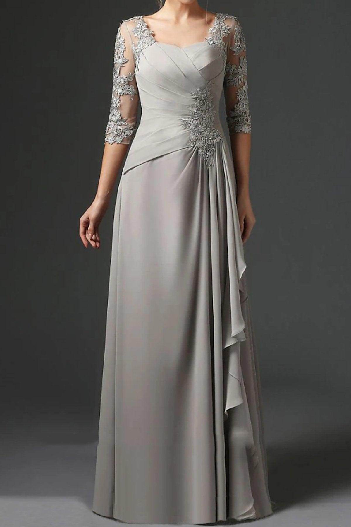 Elegant Sheath Column Floor Length Chiffon Mother Dress Mother of the Bride Dress