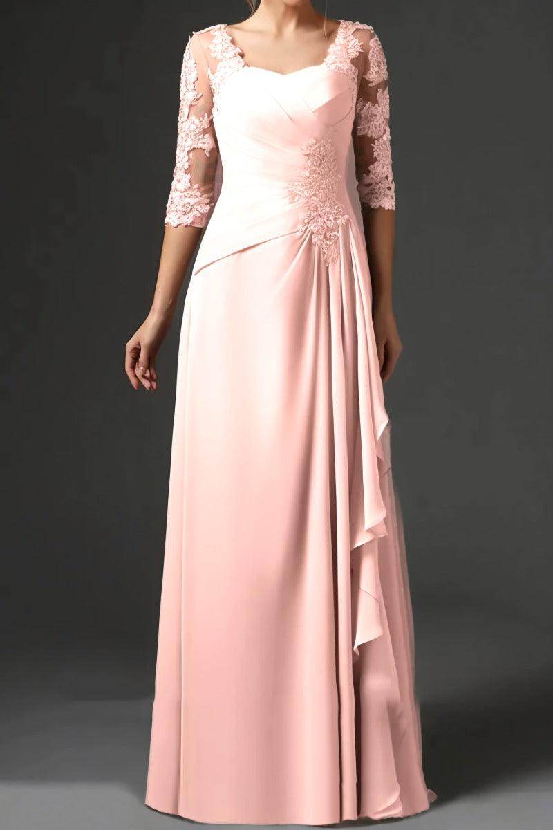Elegant Sheath Column Floor Length Chiffon Mother Dress Mother of the Bride Dress