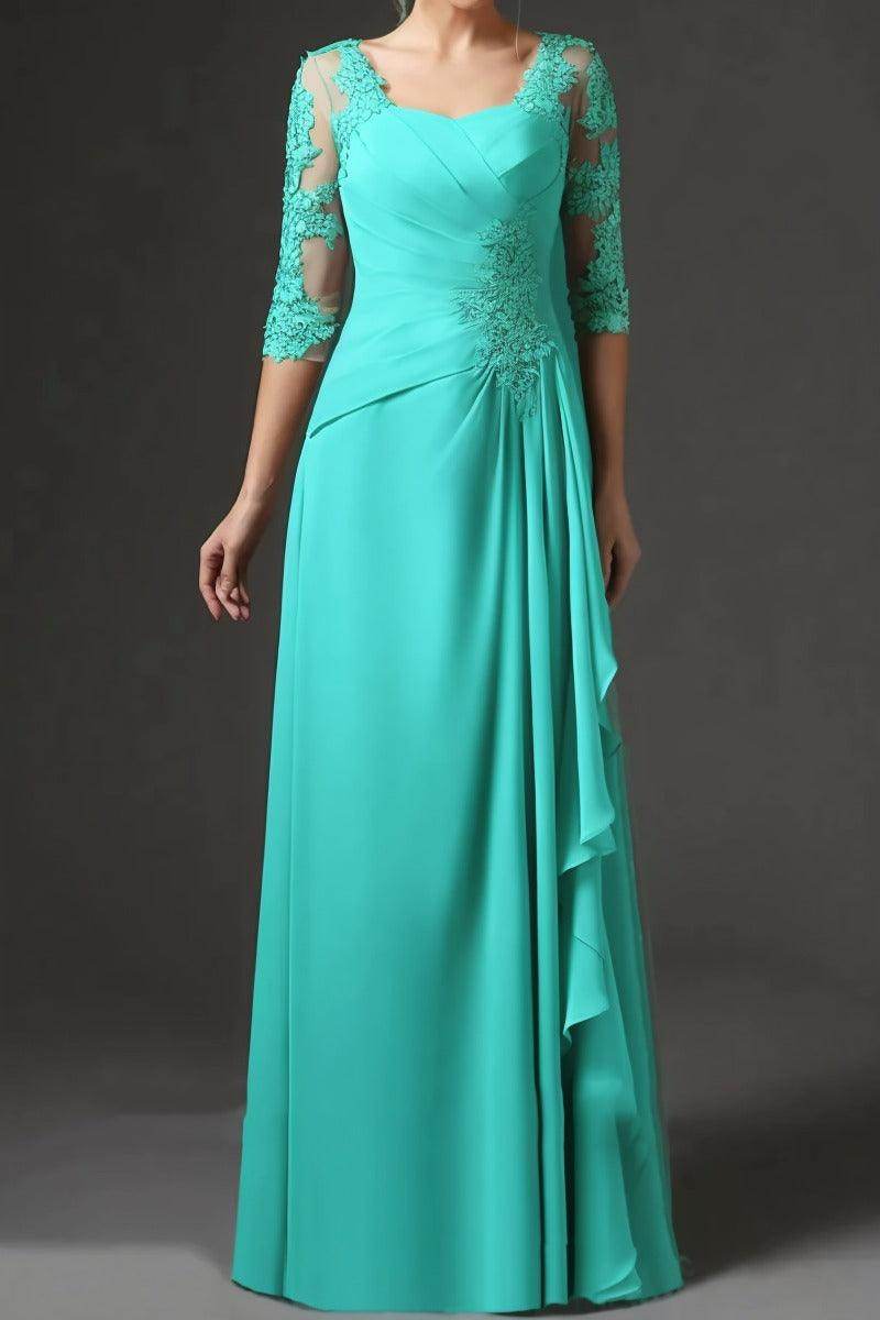 Elegant Sheath Column Floor Length Chiffon Mother Dress Mother of the Bride Dress