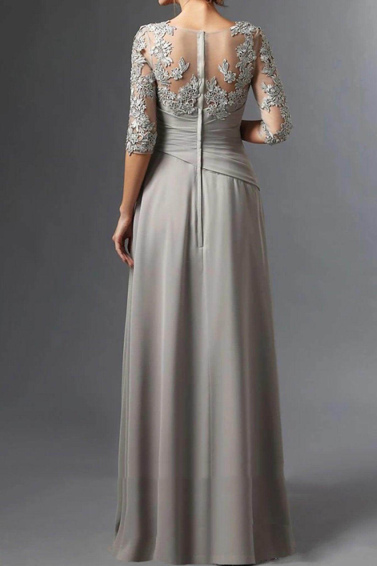 Elegant Sheath Column Floor Length Chiffon Mother Dress Mother of the Bride Dress