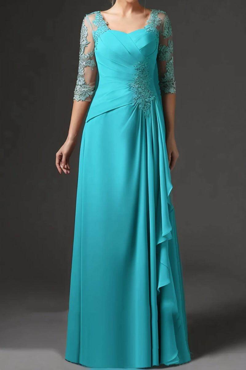 Elegant Sheath Column Floor Length Chiffon Mother Dress Mother of the Bride Dress