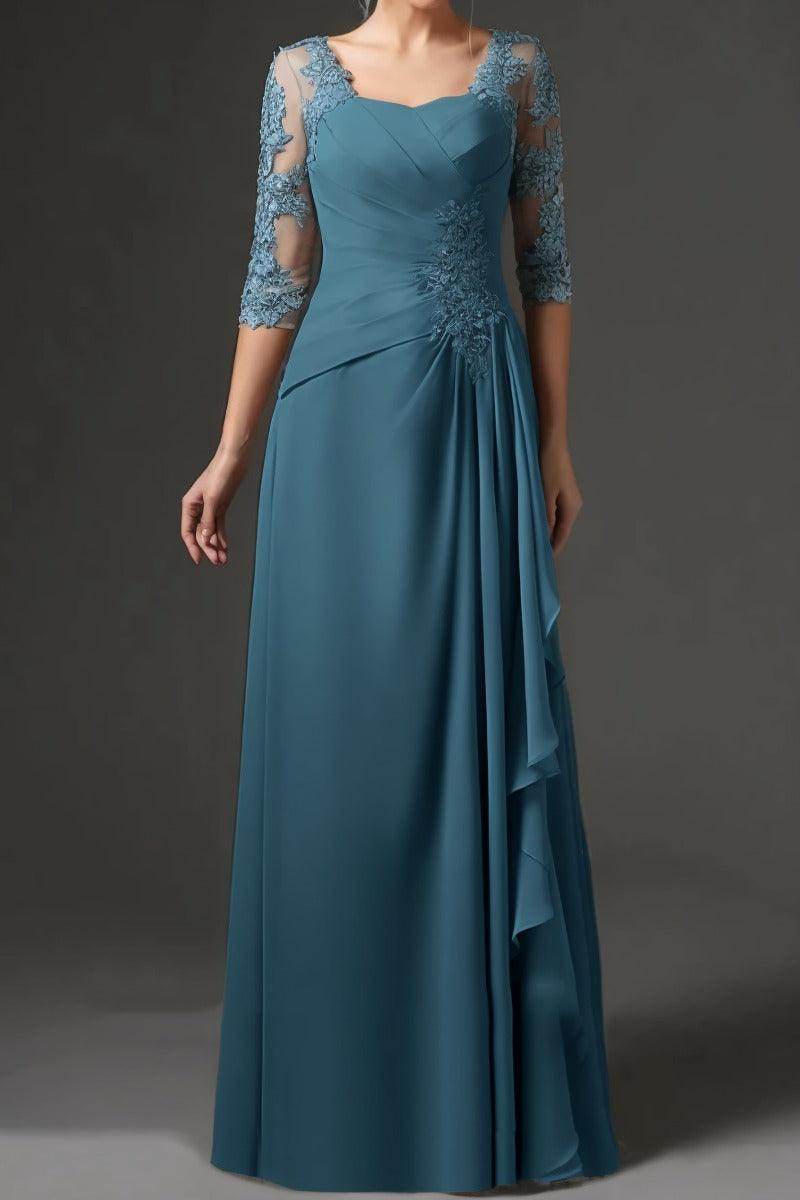 Elegant Sheath Column Floor Length Chiffon Mother Dress Mother of the Bride Dress