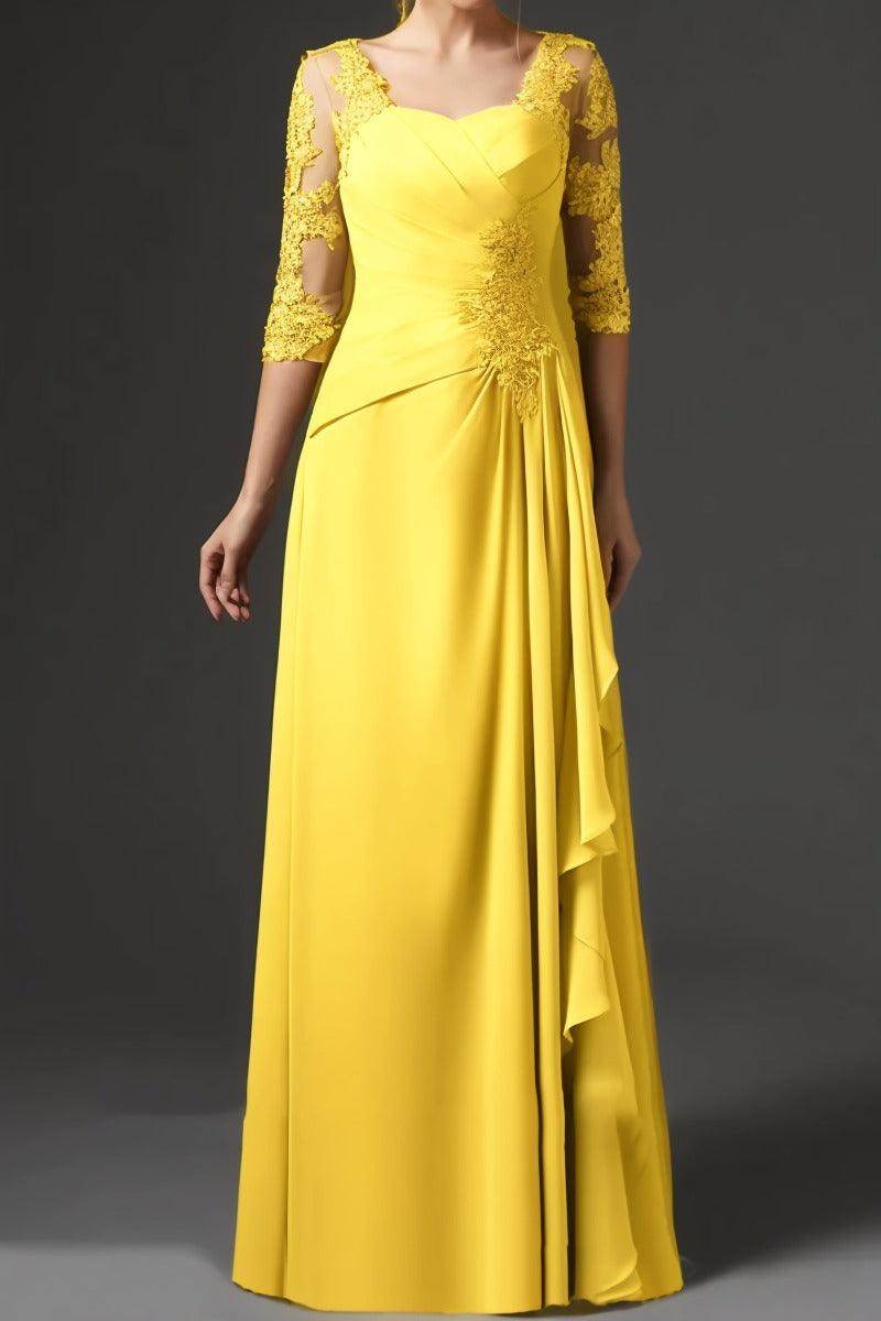 Elegant Sheath Column Floor Length Chiffon Mother Dress Mother of the Bride Dress