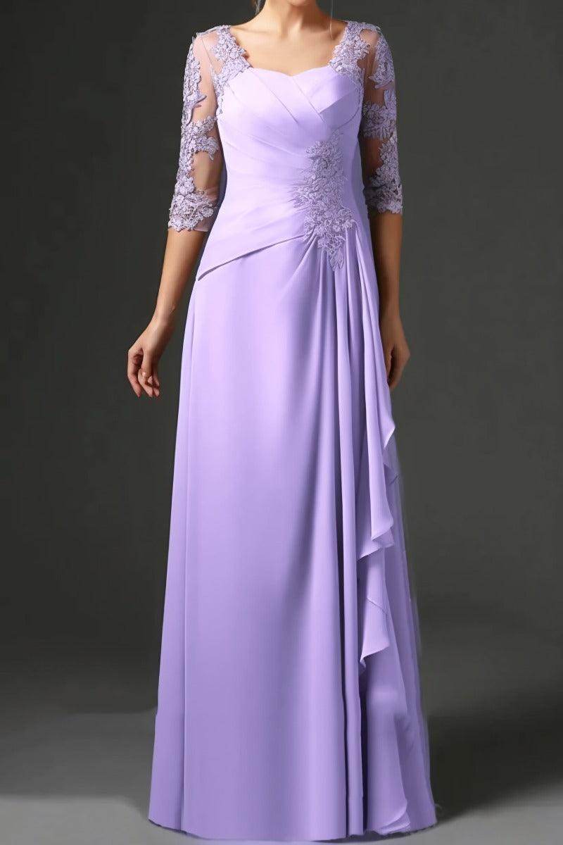 Elegant Sheath Column Floor Length Chiffon Mother Dress Mother of the Bride Dress