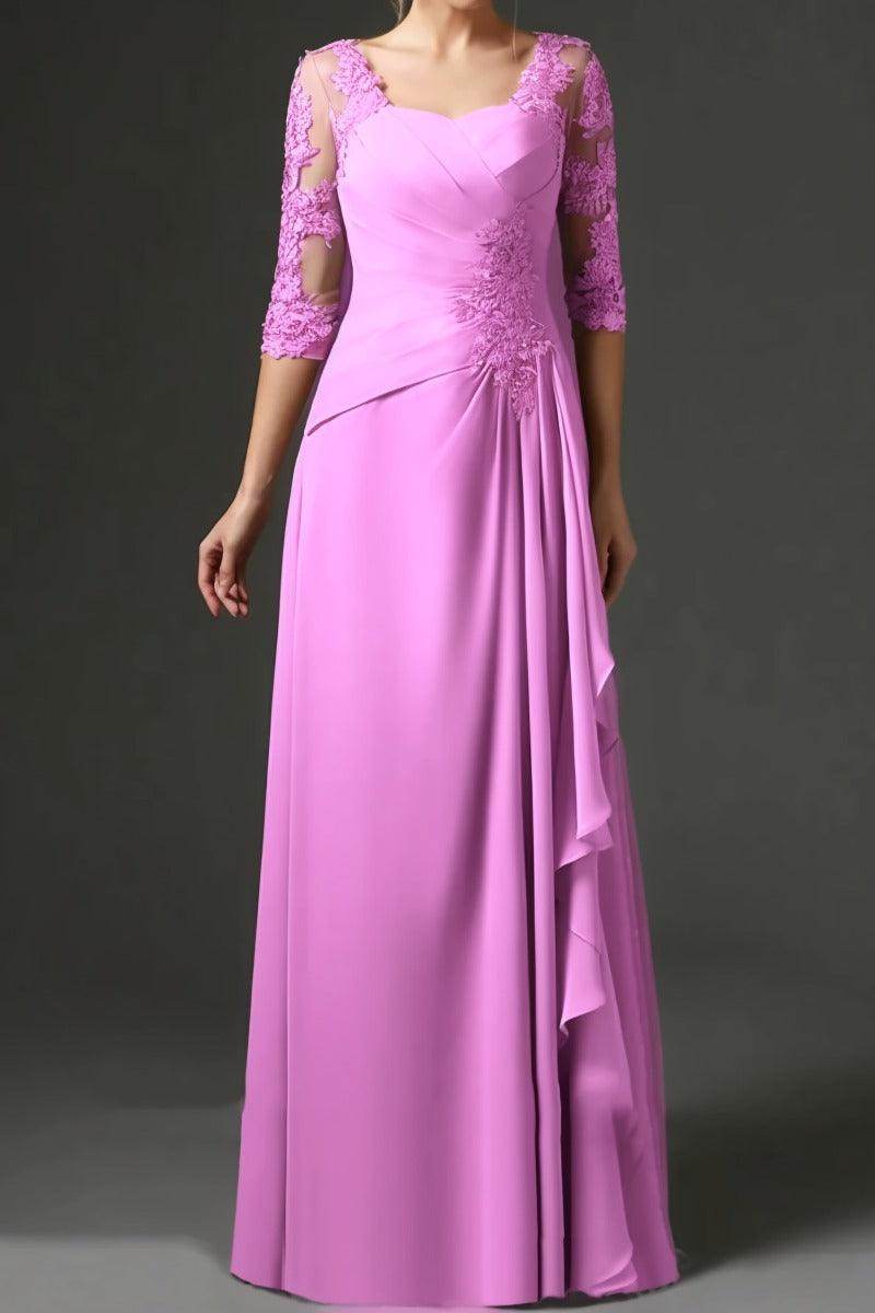 Elegant Sheath Column Floor Length Chiffon Mother Dress Mother of the Bride Dress