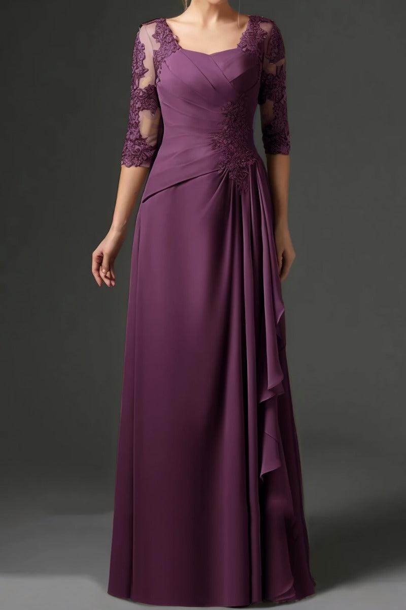 Elegant Sheath Column Floor Length Chiffon Mother Dress Mother of the Bride Dress