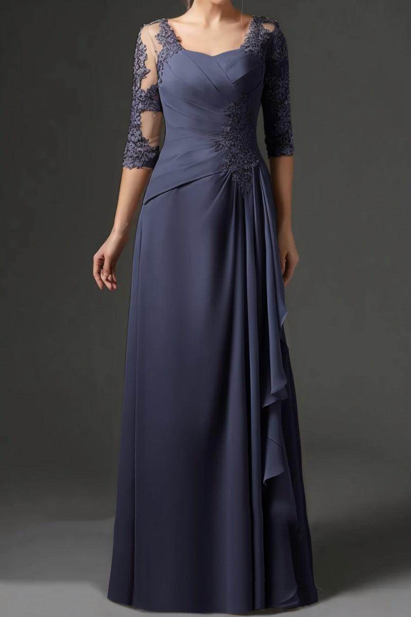 Elegant Sheath Column Floor Length Chiffon Mother Dress Mother of the Bride Dress