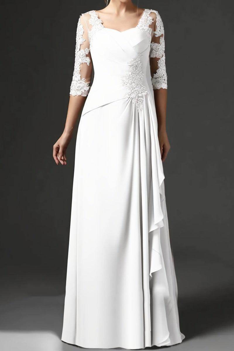 Elegant Sheath Column Floor Length Chiffon Mother Dress Mother of the Bride Dress