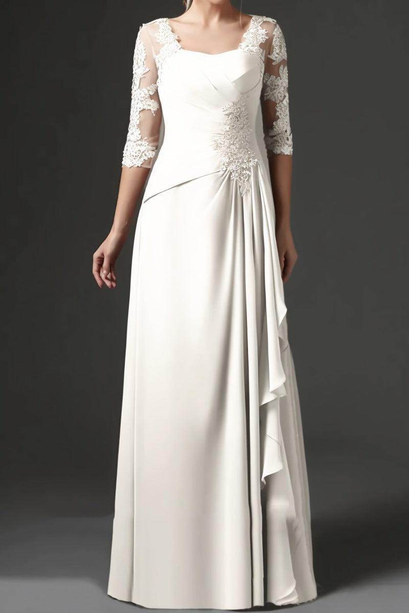 Elegant Sheath Column Floor Length Chiffon Mother Dress Mother of the Bride Dress