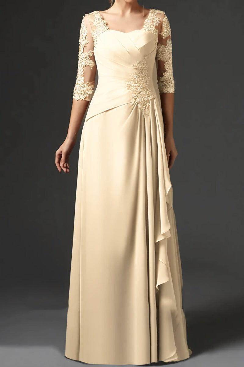 Elegant Sheath Column Floor Length Chiffon Mother Dress Mother of the Bride Dress