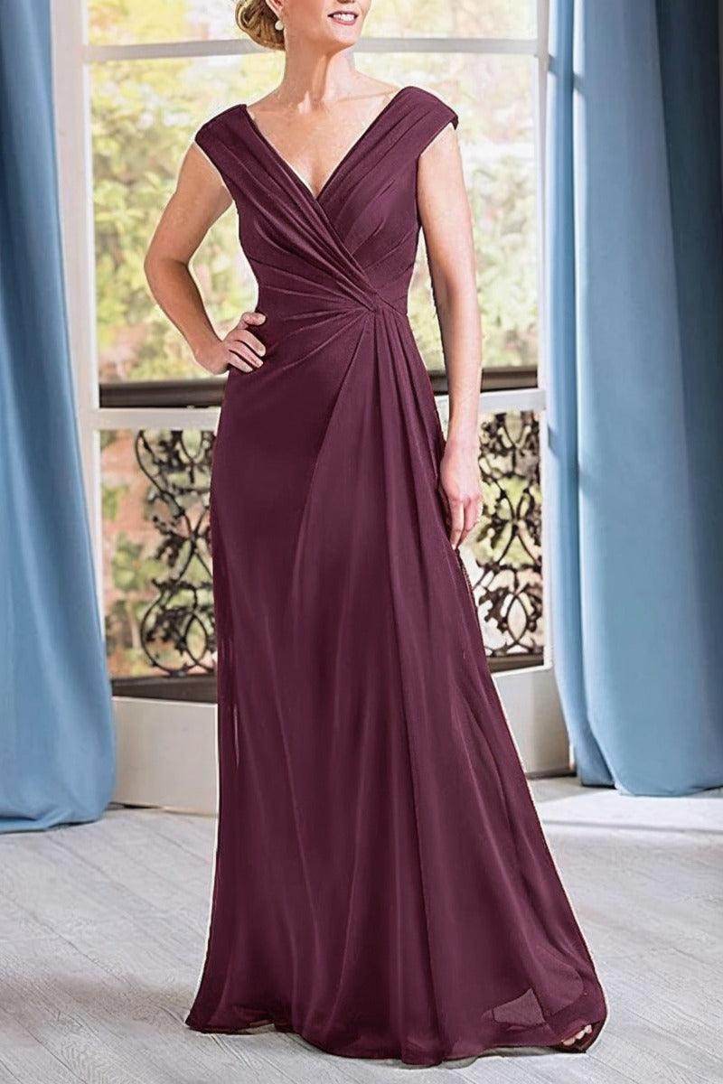 Elegant A Line Floor Length Chiffon Mother Dress Mother of the Bride Dress