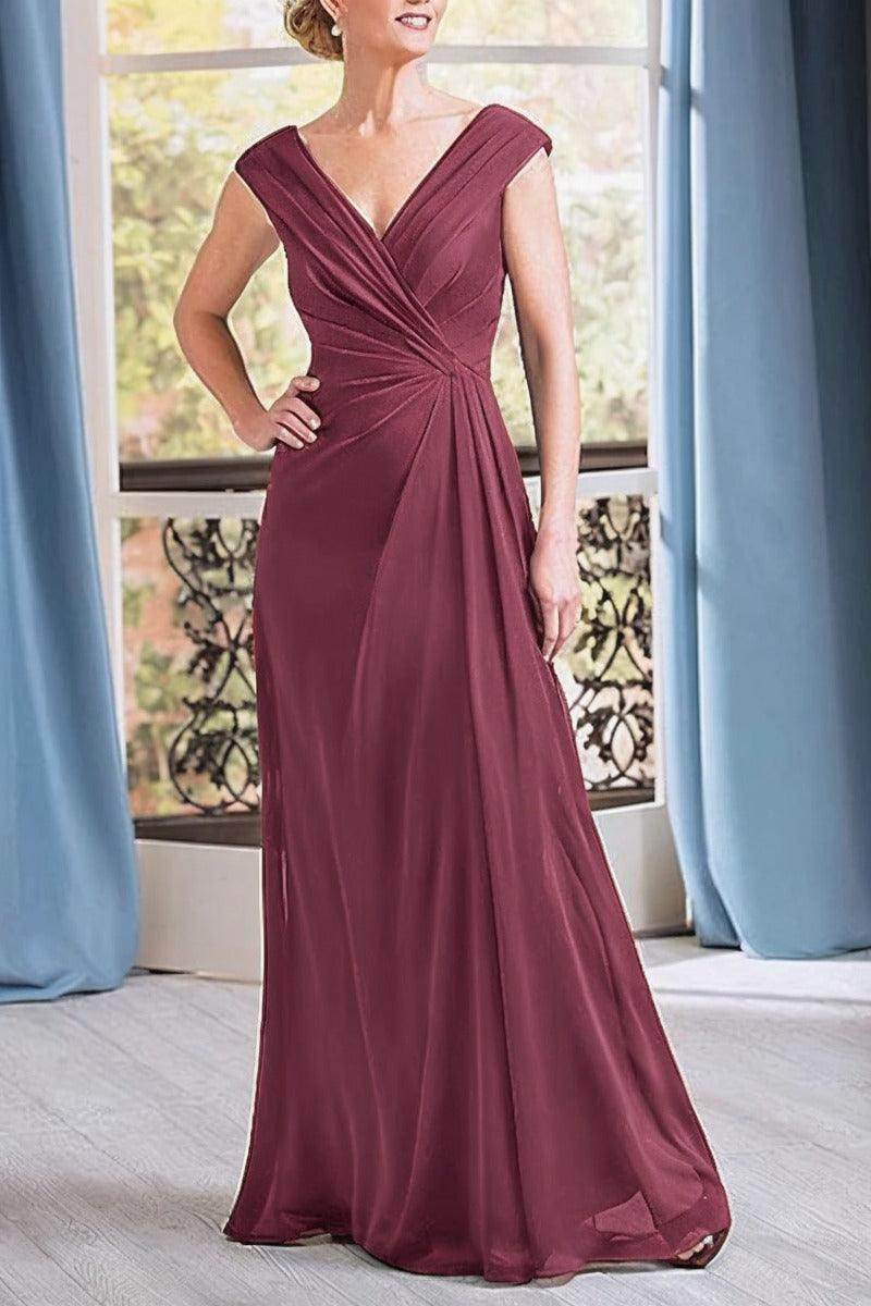 Elegant A Line Floor Length Chiffon Mother Dress Mother of the Bride Dress
