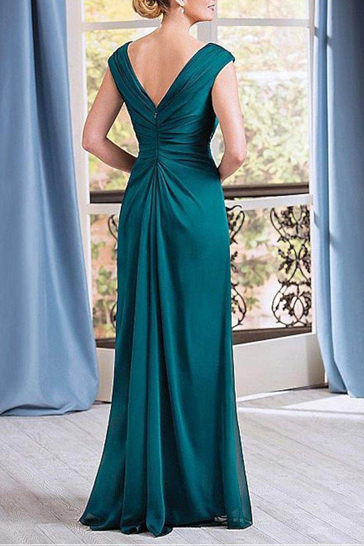 Elegant A Line Floor Length Chiffon Mother Dress Mother of the Bride Dress