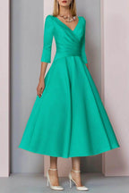 Elegant A Line Tea Length Satin Mother Dress Mother of the Bride Dress