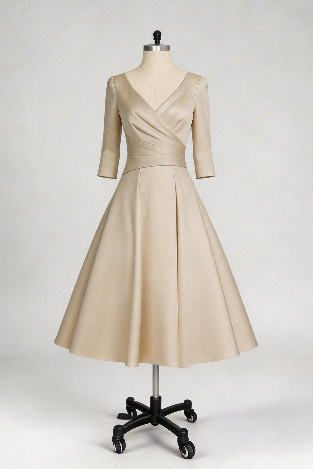Elegant A Line Tea Length Satin Mother Dress Mother of the Bride Dress