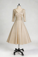 Elegant A Line Tea Length Satin Mother Dress Mother of the Bride Dress