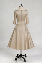 Elegant A Line Tea Length Satin Mother Dress Mother of the Bride Dress