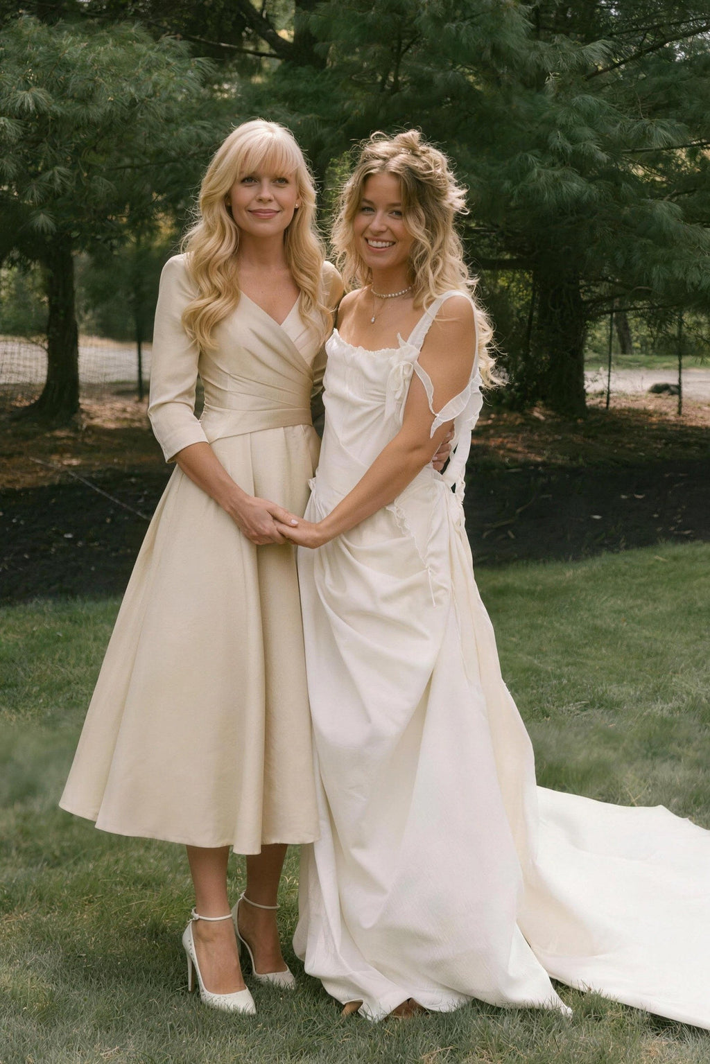 Elegant A Line Tea Length Satin Mother Dress Mother of the Bride Dress