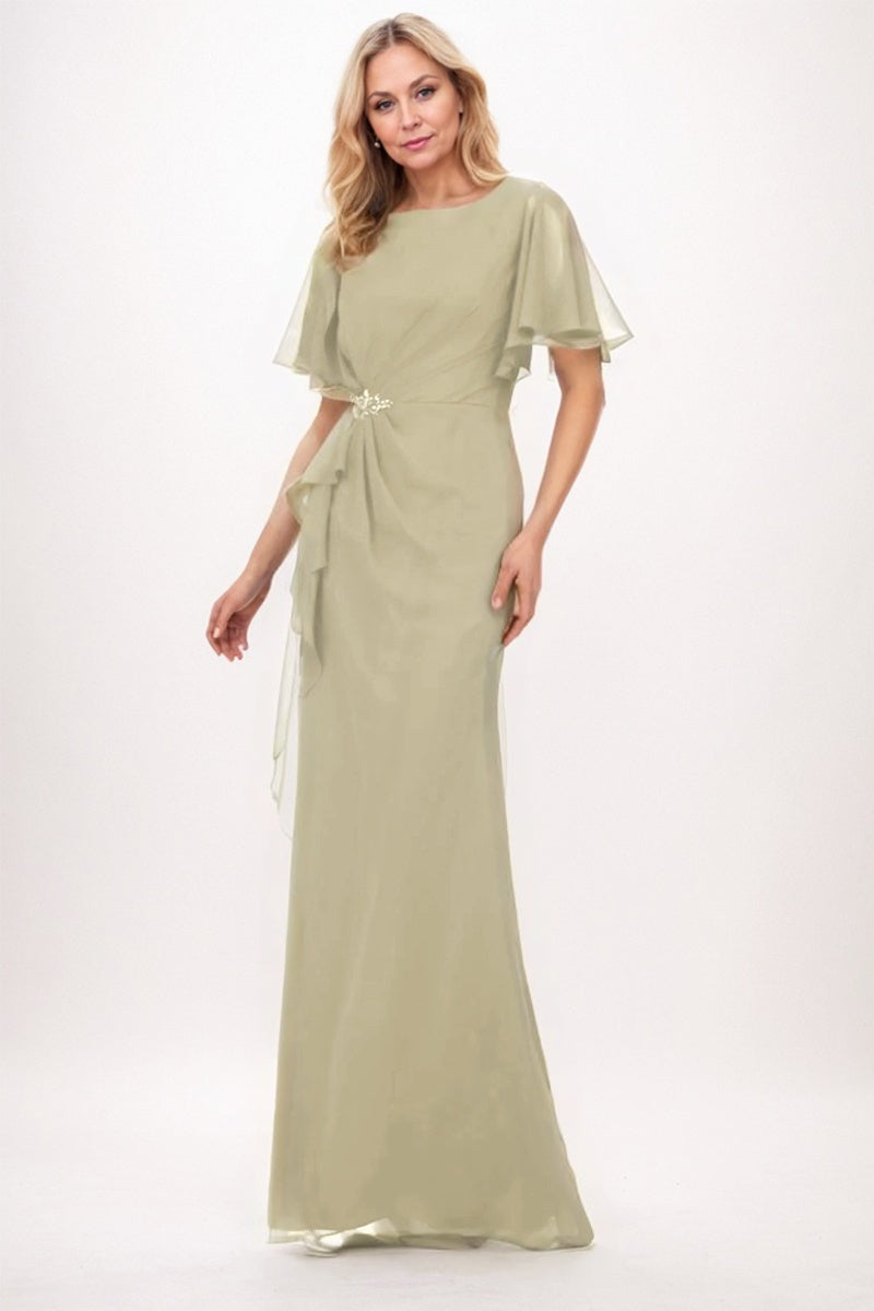 Elegant Sheath Column Maxi Chiffon Mother Dress Mother of the Bride Dress