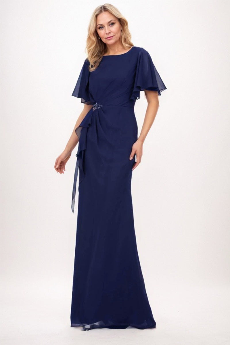 Elegant Sheath Column Maxi Chiffon Mother Dress Mother of the Bride Dress