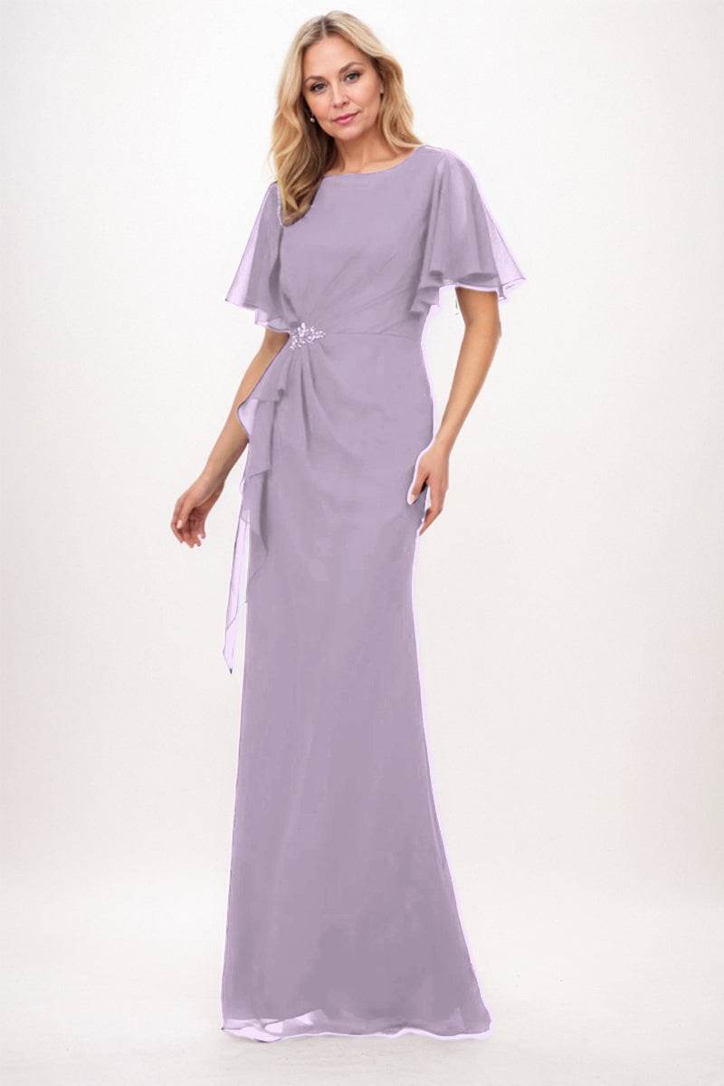Elegant Sheath Column Maxi Chiffon Mother Dress Mother of the Bride Dress