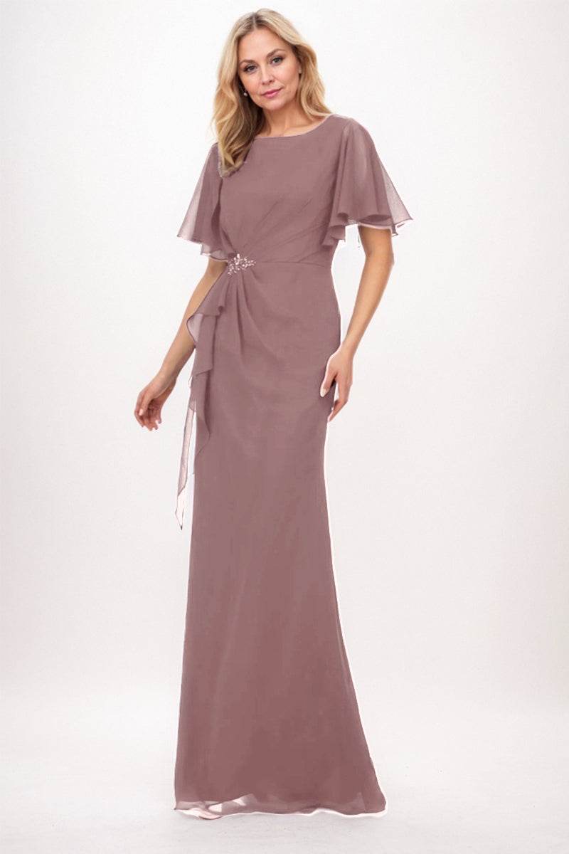Elegant Sheath Column Maxi Chiffon Mother Dress Mother of the Bride Dress