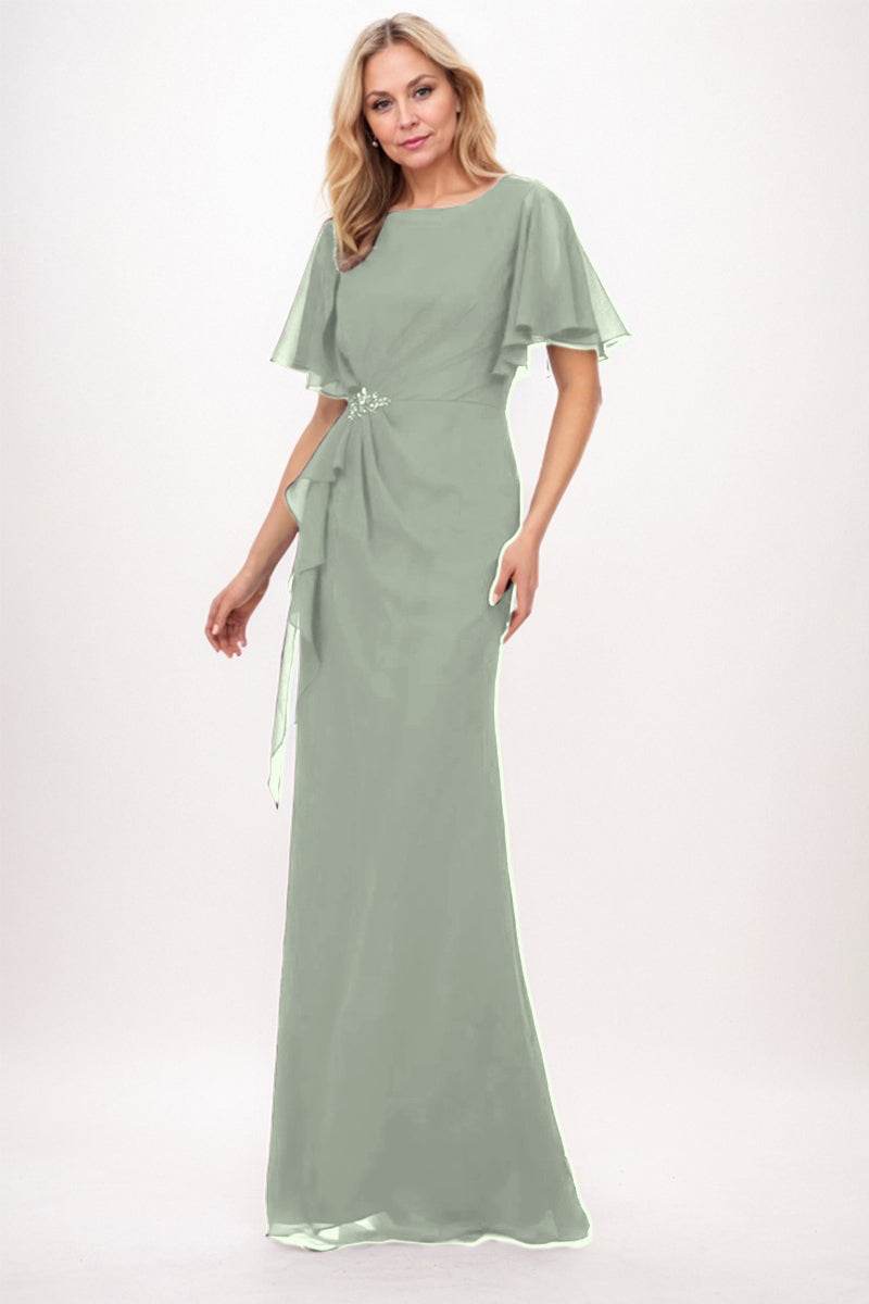 Elegant Sheath Column Maxi Chiffon Mother Dress Mother of the Bride Dress