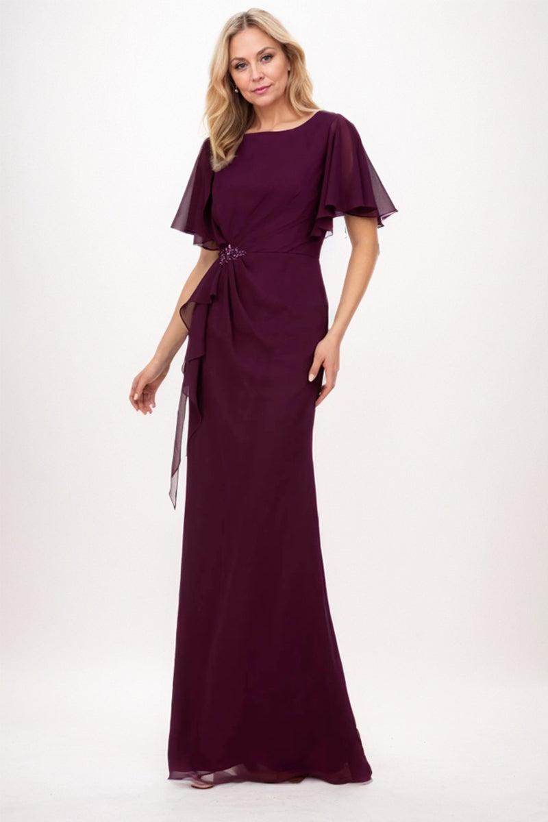 Elegant Sheath Column Maxi Chiffon Mother Dress Mother of the Bride Dress