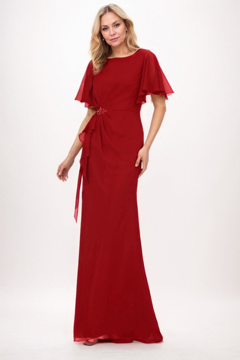 Elegant Sheath Column Maxi Chiffon Mother Dress Mother of the Bride Dress