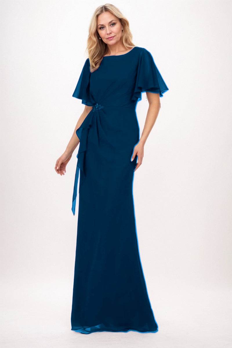 Elegant Sheath Column Maxi Chiffon Mother Dress Mother of the Bride Dress