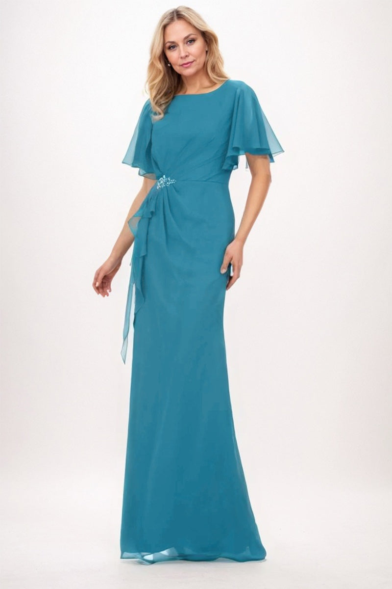Elegant Sheath Column Maxi Chiffon Mother Dress Mother of the Bride Dress