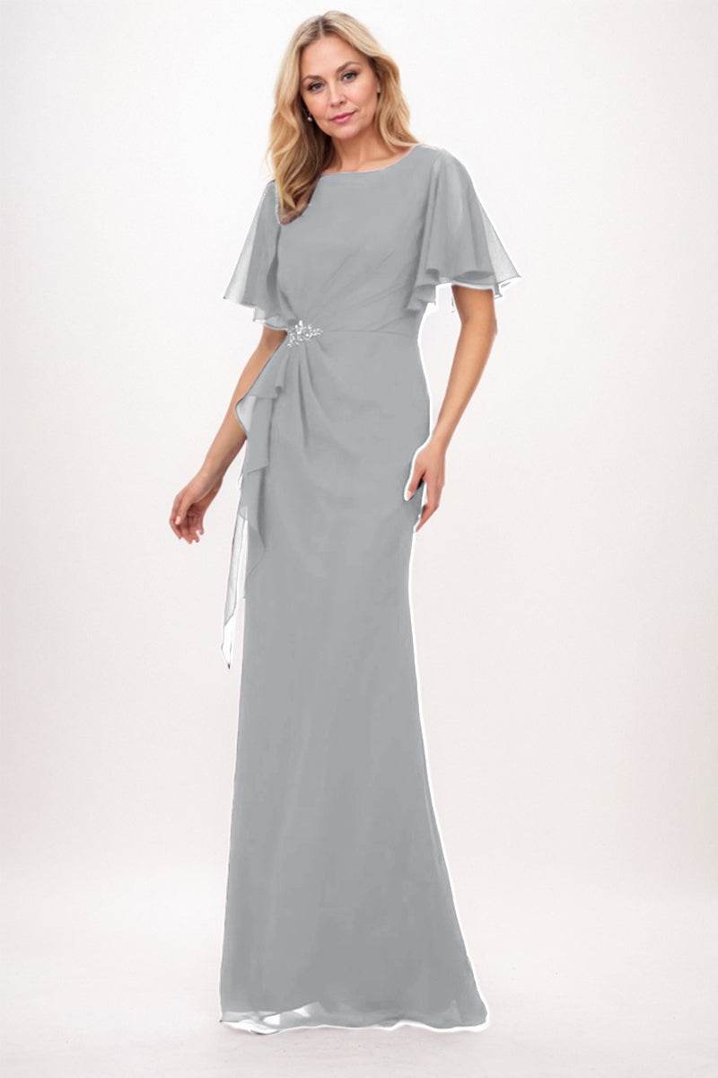 Elegant Sheath Column Maxi Chiffon Mother Dress Mother of the Bride Dress