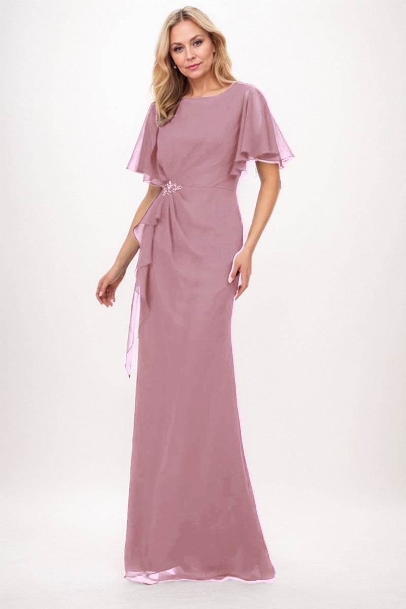 Elegant Sheath Column Maxi Chiffon Mother Dress Mother of the Bride Dress
