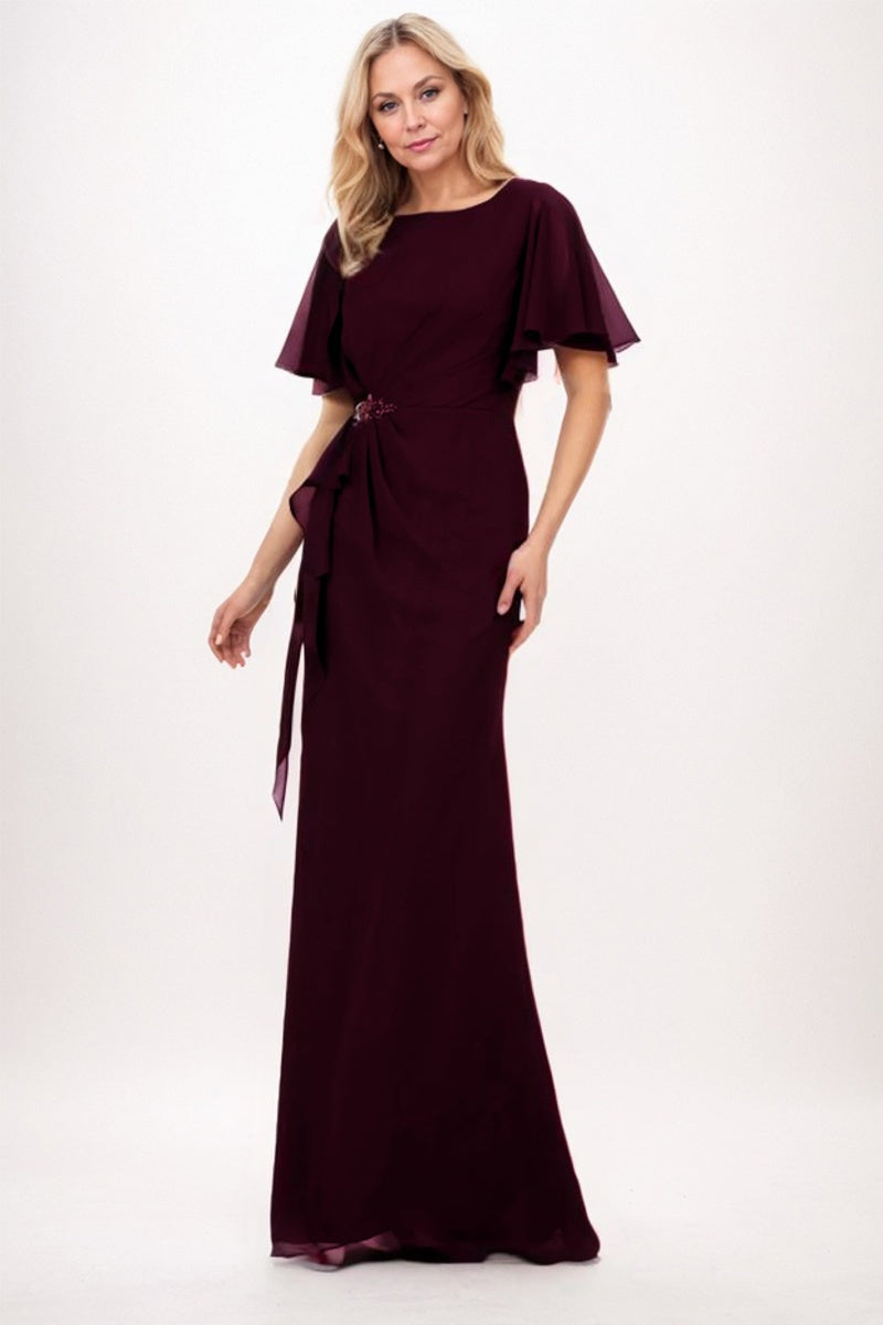 Elegant Sheath Column Maxi Chiffon Mother Dress Mother of the Bride Dress